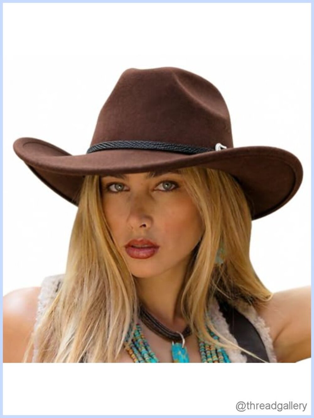 Wide Brim Felt Cowboy Hat Cotton Polyester Western Fedora